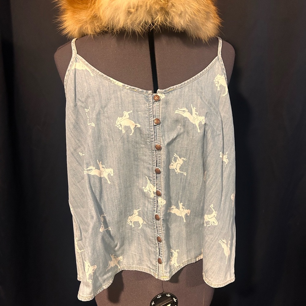 Women's Blue Jean Wranglers Button-Down Tank Top